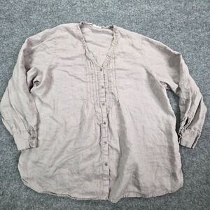Eileen Fisher Woman‎ Plus Size 100% Irish Linen Lagenlook Long Sleeve Top 2X?